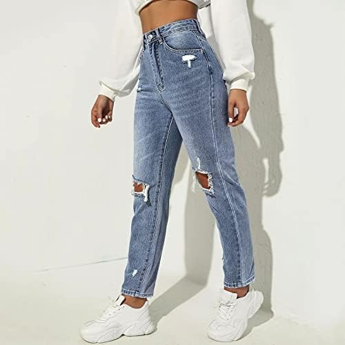 גבוהה אישה בגדי נשים של סדק מכפלת רחוב אישיות מזדמן אופנה לשטוף מים ג 'ינס מכנסיים כותנה ג' ינס