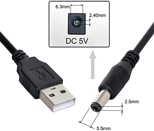 NFHK USB 2.0 סוג סוג של 5.5 x 2.5 ממ DC 5V תקע חשמל תקע חבית כבל טעינה 80 סמ