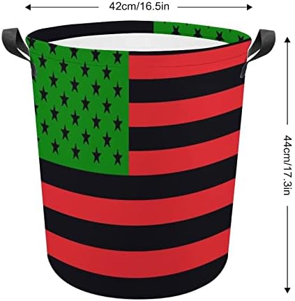 אפריקאי אמריקאי דגל גדול סל כביסה עמיד למים סל כביסה מתקפל אחסון סל צעצוע ארגונית