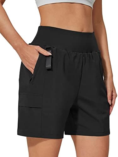 מכנסי טיול לנשים של G4Free מכנסיים קצרים 6 מכנסי קיץ יבש מהיר של מכנסי גולף אתלטים קלים עם כיסי רוכסן