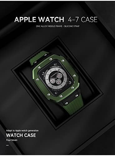 CNHKAU ללהקת Apple Watch Case 44 ממ 45 ממ 42 ממ לפס שעון Apple Watch Silicone + Case Watch Watch Case 45 ממ 44 ממ 42 ממ מסגרת מתכתית