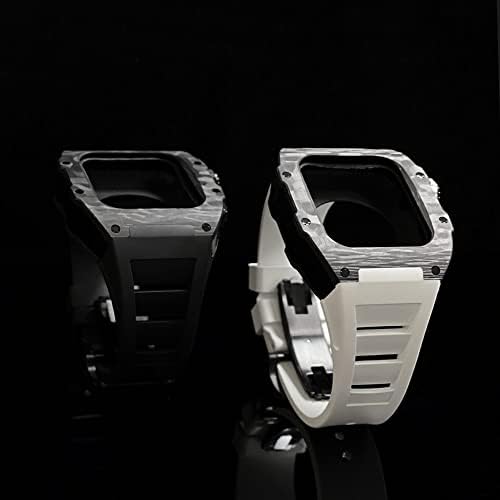 ערכת רצועות סגסוגת סיבי פחמן יוקרתית של ווול סט רצועות של Apple Watch סדרה 8, 45 ממ פס גומייה DIY שינויים בלוחית עבור IWatch 7 6 5 4 SE