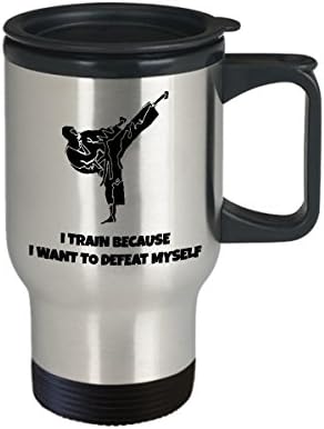 Taekwondo קראטה קפה ספל נסיעות הכי טוב מצחיק לאומנות לחימה מיוחדת כוס תה רעיון מושלם לגברים נשים שאני מתאמן כי אני רוצה להביס את עצמי
