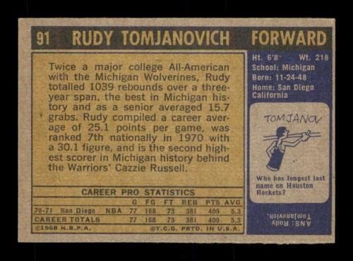 91 Rudy Tomjanovich RC - 1971 כרטיסי כדורסל Topps מדורגים EXMT+ - כרטיסי כדורסל לא חתומים
