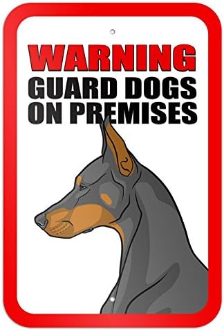 כלבי שומר אזהרה במקום דוברמן פינצ'ר 9 x 6 שלט מתכת