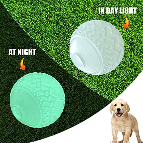 כדור זוהר של Xiing Dog, כלב צעצוע כדור זוהר כהה 2.5 אינץ 'של 2