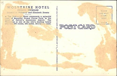 מלון וולברין, המשקיף על גראנד קרקס פארק דטרויט, מישיגן MI גלויה עתיקה מקורית
