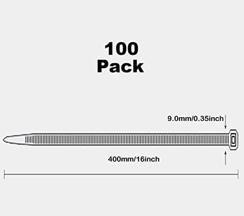 OKSdown 100 חבילה 16 אינץ 'שחור כבד קשרי רוכס