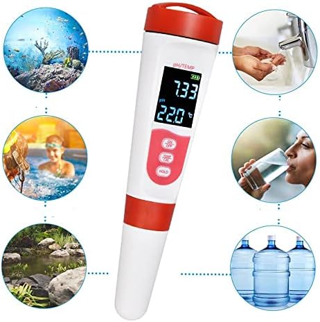 בוחן pH דיגיטלי מדויק כף יד עם תצוגת LCD, מד איכות מים עמיד לבדיקת מים מדויקת - בודק איכות מים חיוני ומערכת מד pH