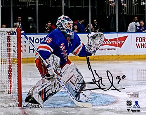 הנריק לונדקוויסט ניו יורק ריינג'רס חתימה 8 x 10 ג'רזי כחול בתצלום נטו - תמונות NHL עם חתימה
