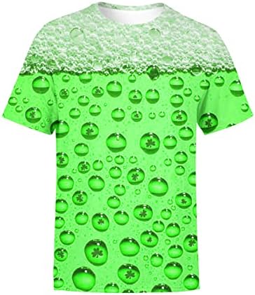 PDFBR St. Patrick's Day's חולצות גברים אדמה שרוול קצר שרוול ירוק גרפי גרפי גנומים הדפס שריר ספורט כושר חולצת טשט