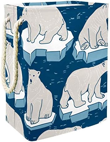 דוב קוטב על קרח קרח דפוס 300 ד אוקספורד עמיד למים סל כביסה גדול סל כביסה עבור שמיכות בגדים צעצועים בחדר השינה