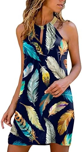 שמלות הוואי של קוליווון 2023 הדפסת פרחים טרופית תלת מימדית נלטר שמלת מיני ללא שרוולים שמלת חוף רופפת שמלת חוף רופפת