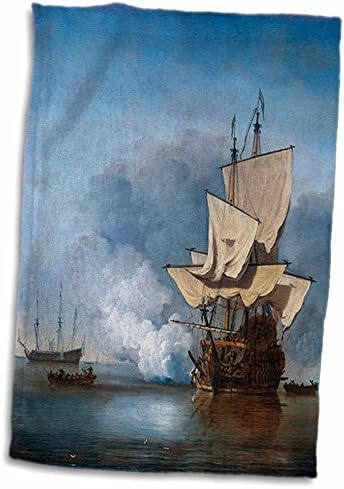 3 דרוז סירת פלורן - תמונה של ואן דה וילדה 1707 ציור של ספינות הולנדיות - מגבות