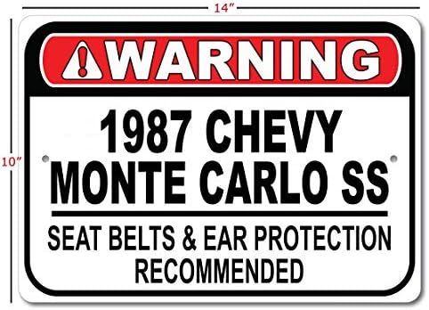 1987 87 שברולט מונטה קרלו SS חגורת בטיחות מומלצת שלט רכב מהיר, שלט מוסך מתכת, עיצוב קיר, שלט מכונית GM - 10x14 אינץ '