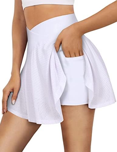 Riojoy Tennis Tennis Skorts חצאיות עם כיסים לנשים חצאית משיכה נמתחת לילדות חצאיות אתלטיות אימון Skorts