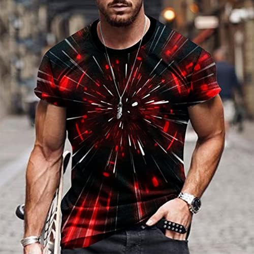 גברים אשליה אופטית חולצות טריקו אופנה קיץ שרוול קצר דפוס מודפס חולצות צוואר עגול
