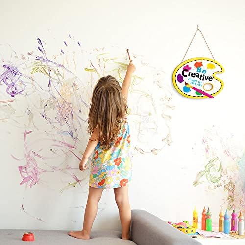 חדר אמנות טורטי ציטוט מעורר השראה שלט עץ, צבע צבעי מים פלט דלת שלט דלת, היה יצירתי מדליק את הנשמה שלך עיצוב קיר מוטיבציוני לילדים בחדר