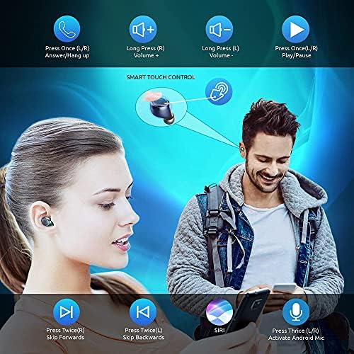 Volt Plus Tech Wireless V5.1 Pro אוזניות תואמות ל- Samsung QLED 4K Q60B טלוויזיה חכמה IPX3 Bluetooth מגע אטום למים/אטום זיעה/הפחתת רעש