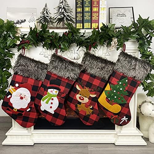 גרבי חג המולד גרבי גרביים גדולים קלאסיים סנטה, איש שלג, אופי חג המולד של איילים למסיבת חג חג המולד משפחתית