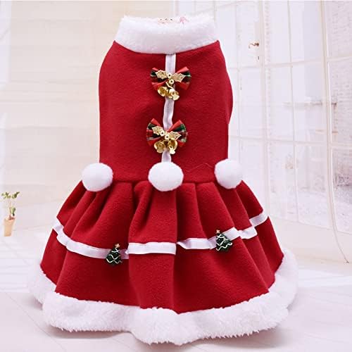 שמלת חג המולד של כלב Nacoco מחמד חצאית אדומה כלב חליפת סנטה כלב קפוצ'ונים חמים