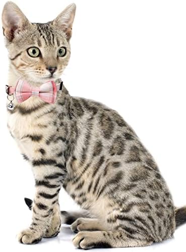 2 מארז/סט חתול צווארון הבדלני עם חמוד עניבת פרפר פעמון משובץ עבור קיטי מתכוונן בטיחות