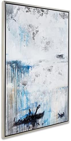 סערה עוברת, בד מצויר ביד כסוף קנבס 38 x 58 יצירות אמנות מופשטות כחולות לסלון, חדר שינה, חדר אוכל, מסדרון, משרד