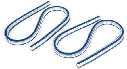 בגדי X-Deree חנות פלסטיק רך 40 סמ 16 אינץ 'עקומה גמישה סרגל כחול לבן 2 יחידות (Tienda de Ropa de Plástico Blando 40 סמ 16 Pulgadas curva