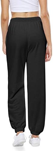 מכנסי יוגה של Cyinu נשים טרקלין מכנסי טרנינג רגל רחבים רחבים מכנסי יוגה חריצים תחתונים עם כיסים