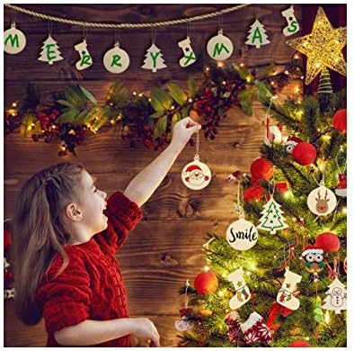 עץ חג המולד קישוטי עשה זאת בעצמך עגול גמור עץ חתיכות פרוסות מגרדת לילדים עץ קישוט חג המולד קרפט אספקת 40 יחידות 3 מראש עם חור החסר דיסקים