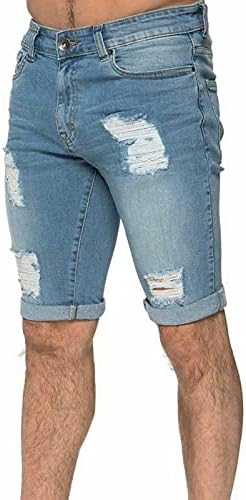 Miashui נקודה חמודה אמצע ג'ינס מותניים מותניים מזדמנים חור אלסטי חמש מכנסיים קצרים מיקרו ללבוש מכנסי גברים מעט מטושטשים