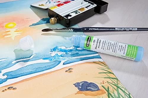 Schmincke - מיסוך עט בצבע, 100 מל, 50 731 008, עט מינון, נוזל מיסוך כחול לאזורים אטומים של נייר צבעי מים ציור, קרטון רישום חלק, ללא אמוניה