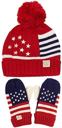 Scarvesme פעוט ילדים ילדים ילדה ילד אמריקאי דגל אמריקאי ארהב כובע סריג פטריוטי