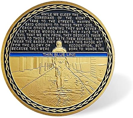 אתגר המשטרה האמריקני מטבע תפילת קו כחול דק לאוסף זיכרון לוחם ספרטני