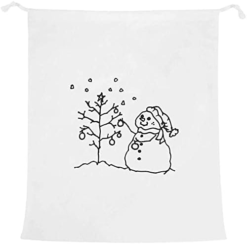 אזידה 'איש שלג ועץ חג המולד' שקית כביסה / כביסה / אחסון
