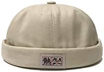 מונגוס יוניסקס רטרו סגנון חסר שולים כובע אותיות סיניות תיקון התגלגל שרוול גולגולת כובע
