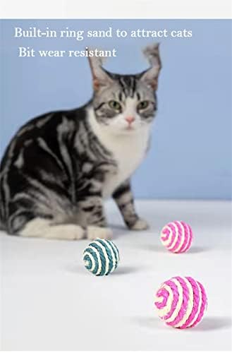 Jinyawei בצבע אקראי חתול משחק לועס צעצוע SISAL SISAL SISAL CAT CAT RET חבל חבל אריגת כדור טיזר כדורי כדור חתולים לחיות מחמד
