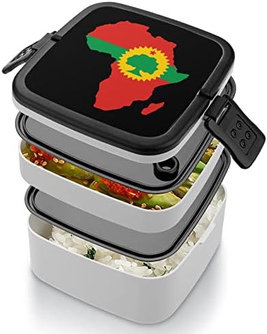 דגל אורומו על מפת אפריקה מכולה קופסת ארוחת צהריים בנטו כפולה לערימה לטיולי פיקניק בבית הספר