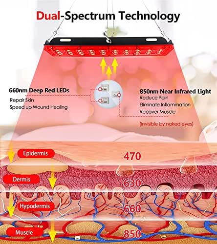 מנורת טיפול באור אדום ריקימקסין עם מעמד, מנורות אינפרא אדום כפולות 60 נוריות 660 ננומטר אדום ו-850 ננומטר ליד אורכי גל אינפרא אדום לבריאות