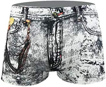 BMISEGM מתאגרפים לגברים תחתונים תחתונים קצרים מכנסי כיס בוקסר אופנה מכנסיים תחתונים סקסיים מודפסים ג'ינס גברים גברים ניילון