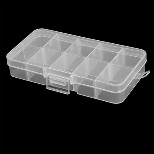 AEXIT פלסטיק כלים מלבניים מארגני 10 חריצים רכיבים אלקטרוניים מיכל קופסאות אחסון מיכל 13 סמ קופסאות כלים באורך ברור לבן