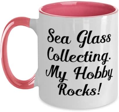 זכוכית ים אוספת מתנות לגברים נשים, איסוף זכוכית ים. התחביב שלי סלע!, זכוכית ים ייחודית אוספת ספל שני טון 11 oz, כוס מ