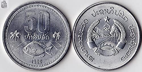 אסיה New Laos 50 Atte 1980 מהדורה אוסף מטבעות מטבעות זרות