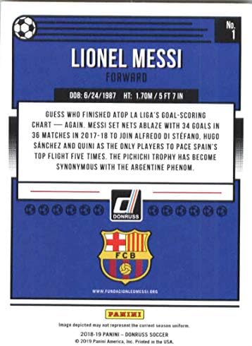 2018-19 כדורגל פאניני דונרוס מס '1 ליונל מסי פ.צ. ברצלונה רשמית פאניני 2018-2019 כרטיס מסחר של Futbol