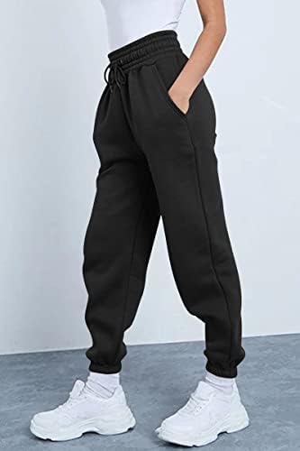 מכנסי טרנינג המותניים הגבוהים של הנשים האוטומטיים מכנסי טרקלין מרופדים מרופדים מכנסיים נוח רצועות רגל רגל רחבות עם כיסים