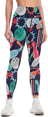 Doinbee מותניים גבוהים בצבעי מים באולינג יוגה מכנסי חותלות בקרת בטן באורך מלא אימון ספורט מפעיל מכנסי קפרי