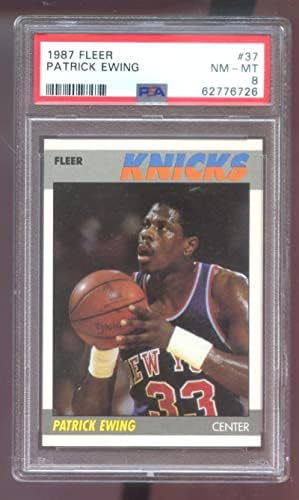 1987-88 FLEER 37 פטריק יואינג PAT PSA 8 כרטיס כדורסל מדורג NBA 87-88 1988-כרטיסי כדורסל לא חתומים