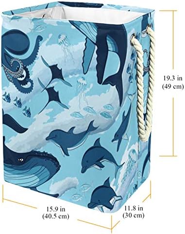 ים גל דולפין כריש תמנון גדול כביסת עמיד למים מתקפל בגדי סל סל בגדי צעצוע ארגונית, בית תפאורה לחדר שינה אמבטיה