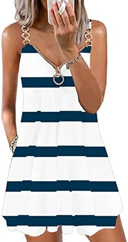 שמלות קיץ לנשים 2023 מזדמן בוהו פרחוני רוכסן עם צוואר ללא שרוולים כיס מיני חוף חולצת טריקו שמלה