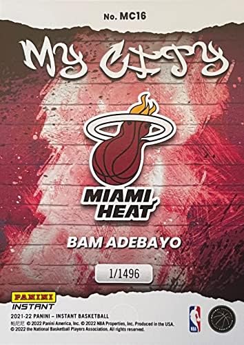 2022 פאניני אותנטי העיר שלי - Bam Adebayo כרטיס כדורסל - מהדורה מוגבלת עם 1469 בלבד - מיאמי היט